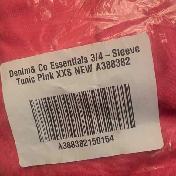 NWT DENIM & CO. ESSENTIALS 3/4 SLEEVE‎ TUNIC PINK XXS - Picture 11 of 12